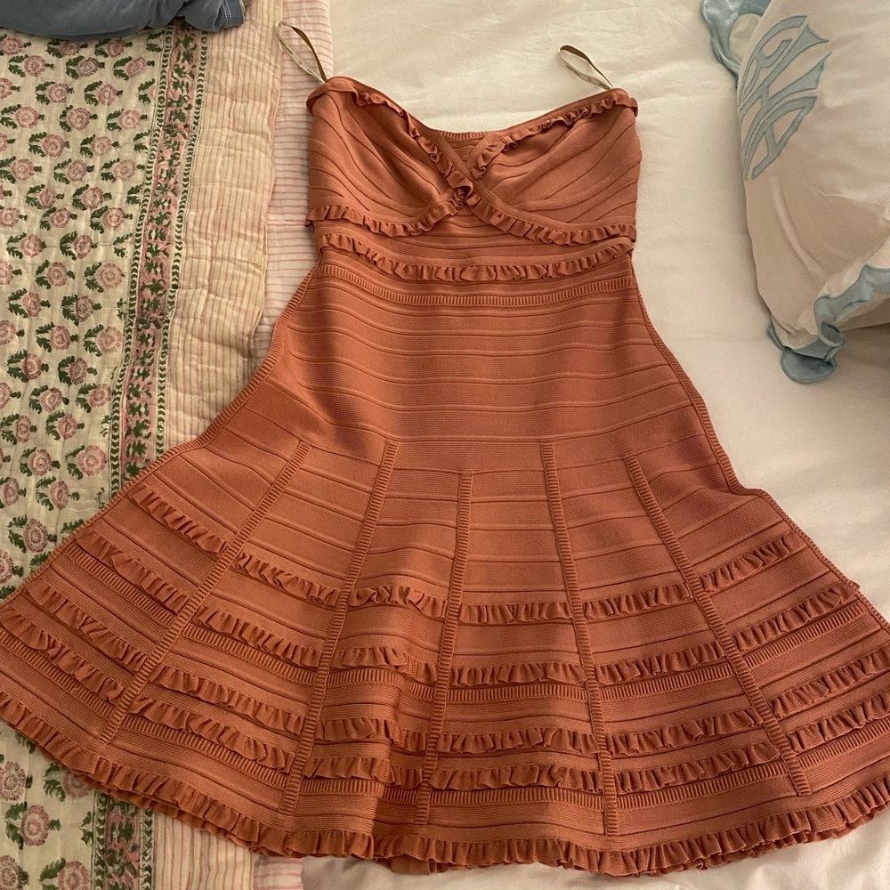 Pink strapless Herve leger